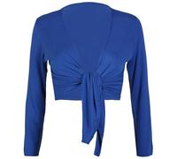 FASHION MY LOVE Womens Long Full Sleeves Ladies Stretch Bolero Cropped Cardigan Front Tie Knot Shrug Top Women's Plain Bolero Front Tie Knot Shrug - Ladies Long Sleeve Cropped Cardigan Top Royal Blue