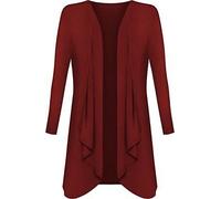 FASHION MY LOVE Womens Plain Draped Open Waterfall Boyfriend Cardigan Ladies Hanky Hem Long Sleeve Cardigan Top Loose Baggy Jacket Blazer Wine