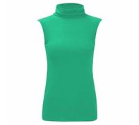 FASHION MY LOVE Womens Polo Neck Plain Sleeveless Tshirt Ladies Stretch Sleevless Vest Turtle Bodycon Top 8-26