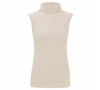 FASHION MY LOVE Womens Polo Neck Plain Sleeveless Tshirt Ladies Stretch Sleevless Vest Turtle Bodycon Top 8-26 Cream
