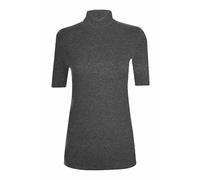 FASHION MY LOVE Womens Turtle Roll Neck Jumper Ladies Short Sleeves Roll Neck Jumper Plain High Neck Top Casual Wear Stretch Fitted Top T-Shirt Charcoal