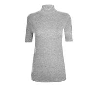 FASHION MY LOVE Womens Turtle Roll Neck Jumper Ladies Short Sleeves Roll Neck Jumper Plain High Neck Top Casual Wear Stretch Fitted Top T-Shirt Silver Grey