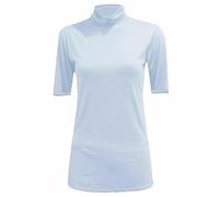 FASHION MY LOVE Womens Turtle Roll Neck Jumper Ladies Short Sleeves Roll Neck Jumper Plain High Neck Top Casual Wear Stretch Fitted Top T-Shirt White