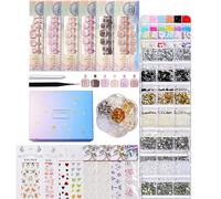 Fashion Nails Art Set with Tweezers Dot Doting Tools 3D Charm Beads and Butterfly Stickers Professional Manicure