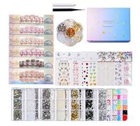 Fashion Nails Art Set With Tweezers Dotting Tools 3D Charm Beads And Butterfly Stickers Professional Manicure