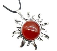 Fashion natural crystal big sun pendant inlaid gemstone pendant red agate snowflake stone men and women personality necklace daily wear jewelry - 1PC,Red Agate,One size