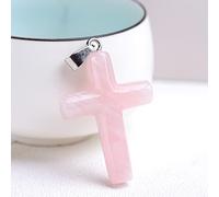 Fashion Natural Rose Quartz Eye Cross Pendant Necklace Jesus Cross Pendant Necklace Jewelry Charm Hanging Ornament Gifts,Rose Quartz