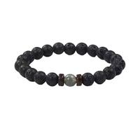 Fashion Natural Stone Handmade Beaded Bracelet for Men，Volcanic stone and moonstone adjustable elastic bracelets, Father's Day, birthdays, New Year gifts, symbolizing strength and wealth (MAN)