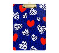 Fashion Navy Blue Heart Leopard A4 Automotive Clip Board Acrylic Cute for Teacher Nursing Gold 9 x 12 in