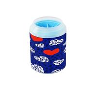 Fashion Navy Blue Heart Leopard Portable Mud Paw Clean Station Soft Silicone Bristles Feet Cleaning Kit for Medium to Large Dogs