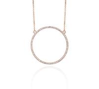 Fashion Necklace for Women Dazzling Circle Pendant Necklace for Girls Gold and Silver Plated Necklace with CZ Crystal (Rose Gold)