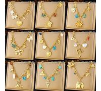 Fashion new retro multi- love bow shell cherry cross eye chain necklace