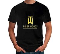 Fashion New Section Tiger Woods Men T-Shirt Letters Printed Short Sleeve T Shirt Loose Fashion Style Black T-Shirt L