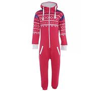 Fashion Oasis Kids Boys Girls Aztec Hooded Onesie All in ONE Jumpsuit Size 7-14YRS (2/3, Fuchsia Pink)