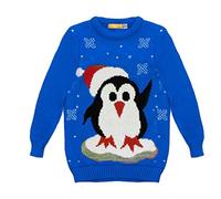 FASHION OASIS Unisex Girls Boys Christmas Xmas Novelty Olaf Snowman Reindeer Xmas Tree Polar Bear Jumpers TOP Ages 5-14 (11/12 Years, Penguin Blue)
