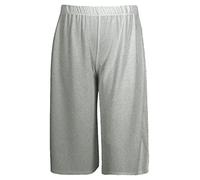 Fashion Oasis Women's Elasticated 70's Wide Leg Culottes Shorts Knee Length Palazzo Plus Size Light Grey