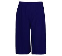 Fashion Oasis Women's Elasticated 70's Wide Leg Culottes Shorts Knee Length Palazzo Plus Size Navy