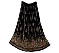 Fashion of India Women's Long Bohemian Maxi Skirt - Gypsy Hippie Boho Chic Style Dress, Black & Pink, Regular