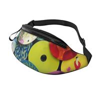 Fashion Oil Paper Umbrellas Bum Bag Fanny Pack for Men Women, Large Waist Pack with Zip Pockets Adjustable Waist Bag for Fitness Exercising Climbing Running Hiking Dog Walking Outdoor