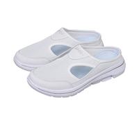 Fashion Open Back Flats Shoes Flat Comfort Breathable Wide Fitting Flat Trainer Athletic Outdoor Sport Slip on Breathable Mesh Shoes Comfortable Breathable Orthopedic Walking Shoe White