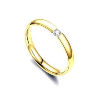 Fashion Open Couple Ring with Zircon Korean Simple Stainless Steel Diamond Inlaid Ring, No.12, Metal, Zircon