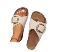 Fashion Orthopedic Comfortable Sandals,Orthopedic Sandals for Women,Womens Platform Sandals Comfortable Arch Support Slip on Flat Slides,Open Toe Orthotic Slip on Sandals (Beige,38)