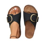 Fashion Orthopedic Comfortable Sandals,Orthopedic Sandals for Women,Womens Platform Sandals Comfortable Arch Support Slip on Flat Slides,Open Toe Orthotic Slip on Sandals (Black,37)