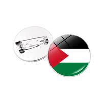 Fashion Palestine Flag Round Enamel Brooches, Classic Patriotic Badge Buttons Pins Novelty Trend Clothes Bag Accessories,Charm Hip-Hop Vintage Ethnic Jewellery Creative Gift,25Mm