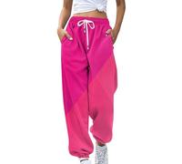 Fashion Pants for Women 2024 New Trousers Pants Fashion Women's Loose Colorful Casual Pants Side Pocket Drawstring Cute Pants For Teenage Girls Simple Student Clothing Ladies Casual plus (Hot Pink, M)