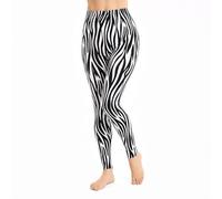Fashion Pattern Print Leggings for Women,Cozy Beautiful Soft Printed Workout Legging Pants,Leopard/paw/Love Legging Pants, Zebraprint, One Size Long