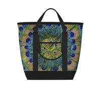 Fashion Peacock Feathers,Lunch Bags Large Capacity Insulated Tote Bag For Women Men Work Picnic Travel