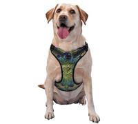 Fashion Peacock Feathers,Pet Harness,Adjustable Reflective Dog Harness,Pet Leash Vest,S