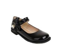 Fashion Pearl Bow Hook Loop Flat Heel Black Cosplay Lolita Mary Jane Shoes for Women Round Toe Ankle Strap Platform School Shoes, black, 8 UK