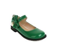 Fashion Pearl Bow Hook Loop Flat Heel Black Cosplay Lolita Mary Jane Shoes for Women Round Toe Ankle Strap Platform School Shoes, Green, 5 UK