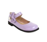 Fashion Pearl Bow Hook Loop Flat Heel Black Cosplay Lolita Mary Jane Shoes for Women Round Toe Ankle Strap Platform School Shoes, purple, 6 UK