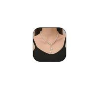 Fashion Pearl Layer Necklace for Women Special Shaped Pearl Lock Pendant Necklace Cross Flower Pearl Clavicle Necklace Jewelry, Zinc, alloy