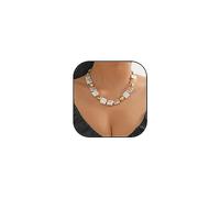 Fashion Pearl Layer Necklace for Women Special Shaped Pearl Lock Pendant Necklace Cross Flower Pearl Clavicle Necklace Jewelry, Zinc, alloy