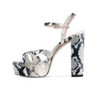 Fashion Peep Toe Platform Heeled Sandals for Women's,Elegant Strappy Chunky High Heels Sandles Big Size Sexy Block Heel Bridal Evening & Prom Dress Shoes,Snake print,9 UK