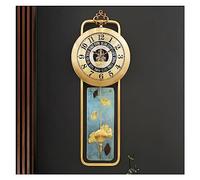 Fashion Pendulum s, Chinese Style Brass Wall Art Clock Decor with Swinging Pendulum, Abalone Shell Decoration Enamel Colored