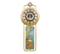 Fashion Pendulum s, Chinese Style Brass Wall Art Clock Decor with Swinging Pendulum, Abalone Shell Decoration Enamel Colored