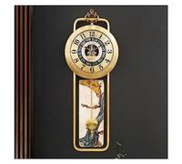 Fashion Pendulum s, Chinese Style Brass Wall Art Clock Decor with Swinging Pendulum, Abalone Shell Decoration Enamel Colored