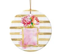 Fashion Perfume Print Ceramic Round Christmas Tree Hanging Multi-Scale Ornaments With Hanging For Home Decoration 3 Sizes