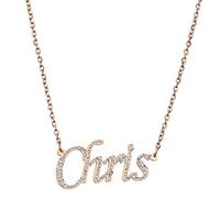Fashion Personalized Custom Name Necklace Rhinestone Diamond Cut Sparkling Stainless Steel Pendant for Girls Women Mother Jewelry Party Birthday Gifts, Rosegold