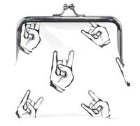 Fashion Personalized Rock Roll Rock Gesture Leather Coin Purse for Women Cute Kiss Closure Coin Purse for Girls Modern Rock Roll Rock Gesture OneSize, Modern Rock Roll Rock Gesture, OneSize, Classic