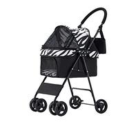 Fashion Pet Dog Stroller, Pet Strollers for Small Medium Dogs Pram Travel Accessories, Lightweight Folding Puppy Stroller Buggy 4 Wheels Pushchair,Carrier Mommy Bag (Zebra Color)