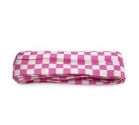 Fashion Pink/White Checkerboard Wide Flat Shoelaces 100cm, printed, suitable for trainers and casual shoes