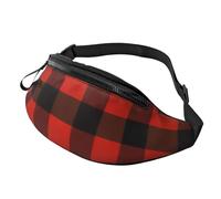 Fashion Plaid Red and Black Bum Bag | Fanny Pack & Chest Pack | Adjustable Waist Bag for Women & Men | Secure Zip | Lightweight & Compact | Perfect for Travel,Sports,Hiking,Outdoor
