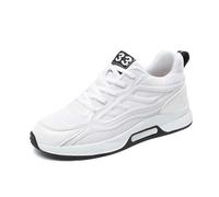 Fashion Plain Mesh Lace Up Sneakers for Couples for Men and Women with the Same Type of Running Shoes, White, 12 UK