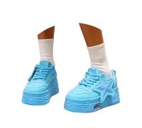 Fashion Platform Sneakers for Everyday Casual Comfort - Versatile Slip-On Lace-Up Footwear for Spring Summer Year-Round Walking (Blue, 6)