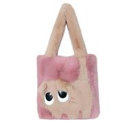 Fashion Plush Cat Handbag for Women Handbag with Shoulder Strap and Clasp, Big Eyes, Creative Fur Bag, Transparent Bags, pink, One Size